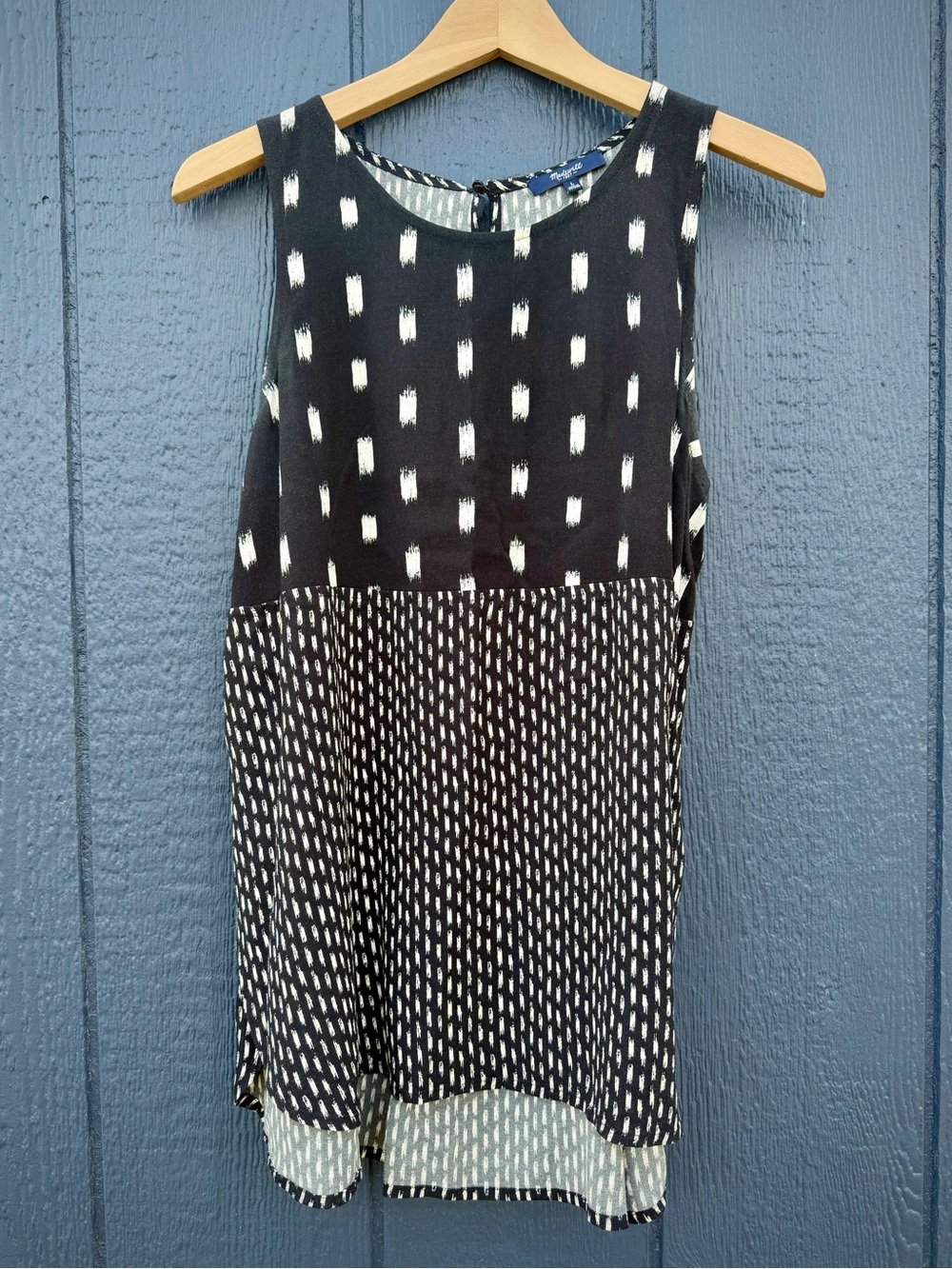 Madewell Black Dress with White Brushstroke Print